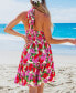 Фото #3 товара Women's Pink & Red Floral Crossover Halterneck Mini Beach Dress