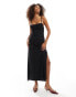 Фото #1 товара Bershka strappy midi dress in black