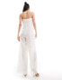 ASOS DESIGN tie front corset detail wide leg chiffon jumpsuit in ivory