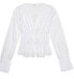 Frame Ruched V Neck Blouse Blanc in White Size M