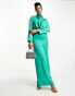 Фото #2 товара ASOS DESIGN Modest satin high neck pleat detail maxi dress with long sleeves in jewel green