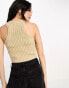 ASOS DESIGN knitted crop racer vest in chunky stitch in stone