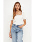 ფოტო #3 პროდუქტის Women's Cut-out Detail Short Sleeve Knit Top