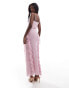 Фото #4 товара Kaiia mesh ruffle detail maxi cami dress in pink