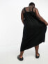 Фото #7 товара Only Curve frill strap midi dress in black