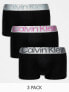 Calvin Klein steel cotton trunks 3 pack in black with coloured waistband