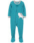 Фото #1 товара Baby 1-Piece Striped Whale 100% Snug Fit Cotton Footie Pajamas 12M