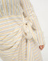 ASOS DESIGN Curve textured maxi dress with wrap skirt yellow stripe