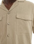 ADPT oversized linen mix shirt with double pocket in beige