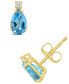 Фото #1 товара Blue Topaz (1 ct.t.w) and Diamond Accent Stud Earrings in 14K Yellow Gold