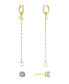 ფოტო #1 პროდუქტის Cubic Zirconia Studs and Hoop Chain Drop Air Pods Holder in Gold Over Silver Plated