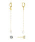 Фото #1 товара Cubic Zirconia Studs and Hoop Chain Drop Air Pods Holder in Gold Over Silver Plated