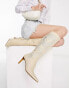 Фото #1 товара ASOS DESIGN Chai dragon embroidery knee boot in off white