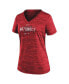 ფოტო #3 პროდუქტის Women's Red Washington Nationals Authentic Collection Velocity Practice Performance V-Neck T-shirt