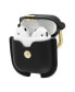 Фото #3 товара Black Leather Apple AirPods Case with Gold-Tone Snap Closure and Carabiner Clip