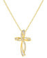 ფოტო #1 პროდუქტის Lab Grown White Sapphire Cross 18" Pendant Necklace (1/2 ct. t.w.) in 14k Gold-Plated Sterling Silver