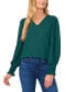 Фото #1 товара Women's Long-Sleeve Smocked-Cuff V-Neck Blouse