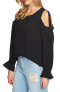 Фото #1 товара 1.STATE 154454 Women's Long Sleeve Cold Shoulder Blouse Rich Black Sz. Small