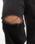 Фото #8 товара ASOS DESIGN Curve baggy boyfriend jean in washed black with knee rips