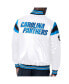 ფოტო #2 პროდუქტის Men's White Carolina Panthers Satin Full-Snap Varsity Jacket