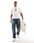 Фото #4 товара Selected Homme oversized t-shirt with small chest print in cream