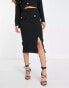 Фото #4 товара Extro & Vert Petite midi skirt with split in black co-ord