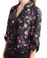 Juniors' Roll-Tab-Sleeve Tie-Front Floral Shirt