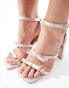 Фото #4 товара Be Mine Wide Fit Bridal Angelin bow block heel sandals in blush