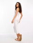 Фото #2 товара ASOS DESIGN Petite knitted bandeau midi dress with cut out front in white