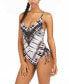 Фото #1 товара Bar Iii 259242 Women's Tie-Dyed Low Back One Piece Swimsuit Size XS