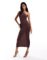 Фото #1 товара ASOS DESIGN modal one shoulder column midi dress in brown