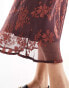 Фото #4 товара Wednesday's Girl bias cut floral burnout midaxi skirt co-ord in rust