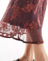 Фото #2 товара Wednesday's Girl bias cut floral burnout midaxi skirt co-ord in rust