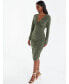 Women's Green Knot Front Bodycon Dress