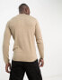 ONLY & SONS knit long sleeve polo in beige