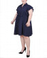 Plus Size Flutter Sleeve Belted Dress