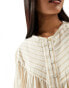 Mango stripe boho blouse in beige