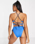 Nike Swimming – Knapper Bikinislip mit hohem Bund in Blau