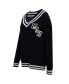 Women's Black Minnesota Vikings Prep V-Neck Pullover Sweater