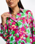 ONLY oversized beach shirt in pink floral