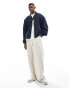 ASOS DESIGN oversized scuba harrington jacket in navy Sky Captain marineblau, M - Chest 40 - фото #4