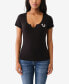 ფოტო #1 პროდუქტის Women's Short Sleeve Buddha Notched Neck Tee