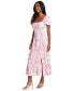 Фото #3 товара Petite Floral-Print Puff-Sleeve Maxi Dress