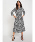 Фото #1 товара Women's 3/4 Sleeve Zebra Print A-Line Midi Shirt Dress