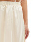 Daisy Street awkward length satin slip skirt with lace trim in ivory