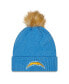 Фото #3 товара Women's Powder Blue Los Angeles Chargers Snowy Cuffed Knit Hat with Pom