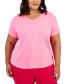Фото #1 товара Plus Size 3-Pk. Solid Short-Sleeve Top, Created for Macy's