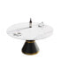 Фото #2 товара 59.05" Modern Artificial Stone Round Black Carbon Steel Base Dining Table-Can Accommodate 6 People