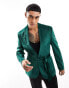 ASOS DESIGN super skinny smoking jacket in dark green