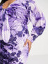 ASOS DESIGN Curve tie front plunge maxi dress with floral print in purple